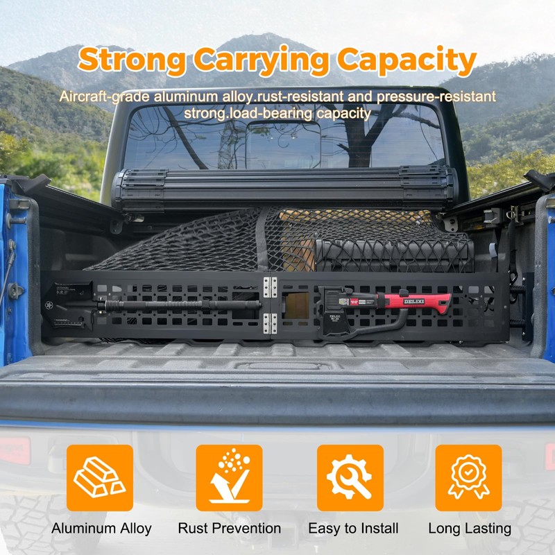 Truck Bed Divider with Cargo Net Compatible with 2020-2026 Jeep