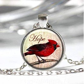 Fashion Jewelry BIRD CARDINAL HOPE Art Charm Pendant GERMAN Silver 20" Necklace Men Women Gift