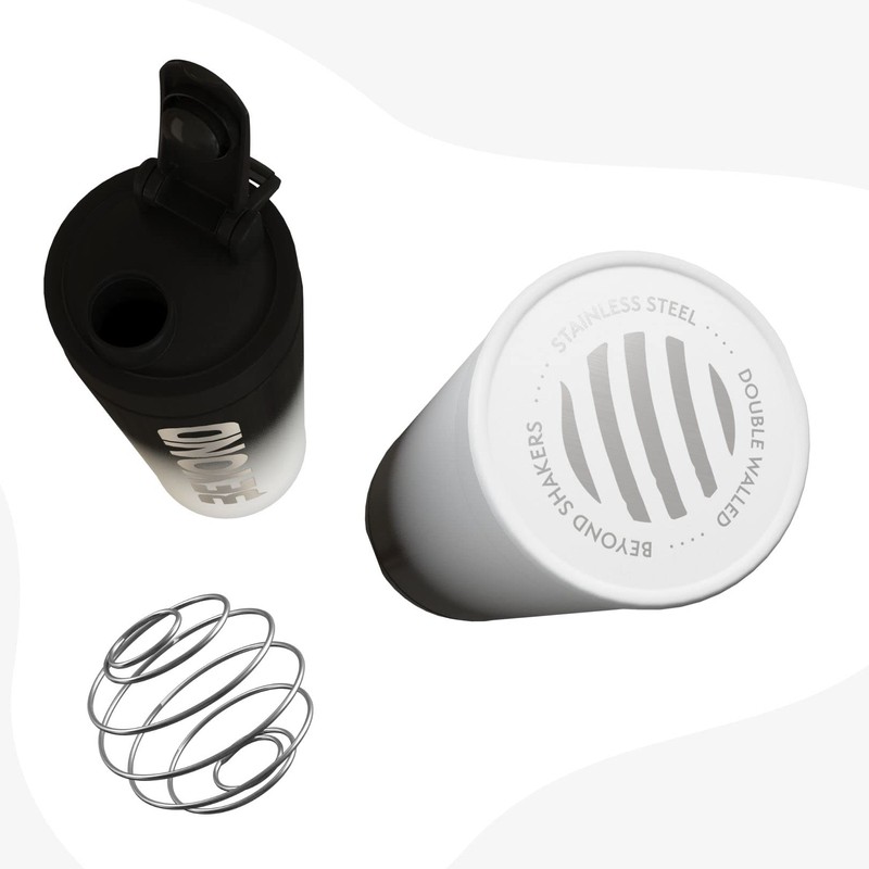 Beyond Shakers Insulated Metal Protein Shaker, Stainless Steel Supplement Bottle