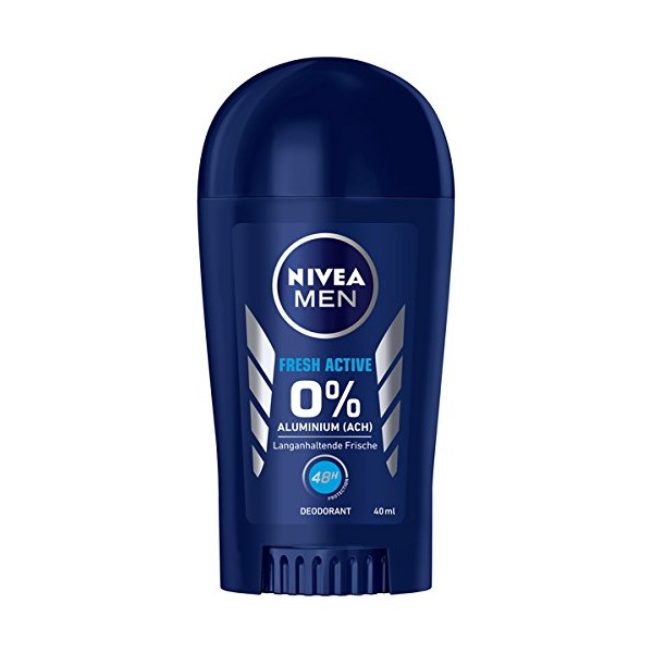 Nivea Men Fresh Active Deodorant Sticks, Pack of 6 (6 x 40 ml), Aluminium-Free Deodorant with Refreshing Formula, Deodorant Stick with 48-Hour Protection, Nourishes the Skin