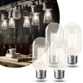 DORESshop 4 Pack LED Edison Bulbs, 4W Edison Light Bulbs, Antique LED Filament Bulbs 40W Equivalent, E26 Base,T45 LED Bulb with Clear Glass,Daylight 4000K, Non Dimmable,Great for Home,Bedroom,Office