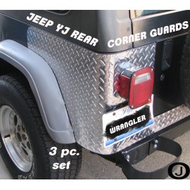 jocartsparts.com Fits Jeep YJ Wrangler 3 pc Aluminum Diamond Plate Rear Body Armor Corner Guards