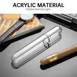 CIGARLOONG Portable Cigar Humidor Tube Plactic Transparent Cigar Tube Single Cigar Case Travel Holder with Cap