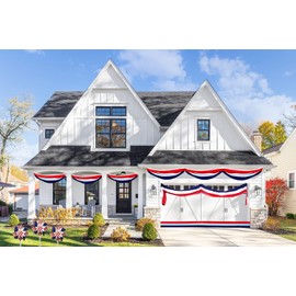 Large Patriotic US Flag Bunting Decorations 4th of July Large Red, White & Blue - 18" x 20 Ft. (4-Pack)