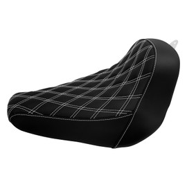 Motorcycle Driver Solo Seat Cushion Artificial Leather Seat Fit for Harley Fatboy Breakout 2018-2023 White Stitching