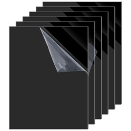 Dabinzhijia Pack of 6 20 x 30 cm Acrylic Glass Plates, Transparent, UV-Resistant and Weatherproof, Glass Replacement for Windows, Frames & DIY Cutting (Black)