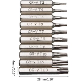 10Pcs Silver For Torx Screwdriver Bits Set T3 T7 T8 T9 T10 T20 Mobile Electric Screwdrivers Cordless Firm and Wear-Resistant Screwdriver Accessories