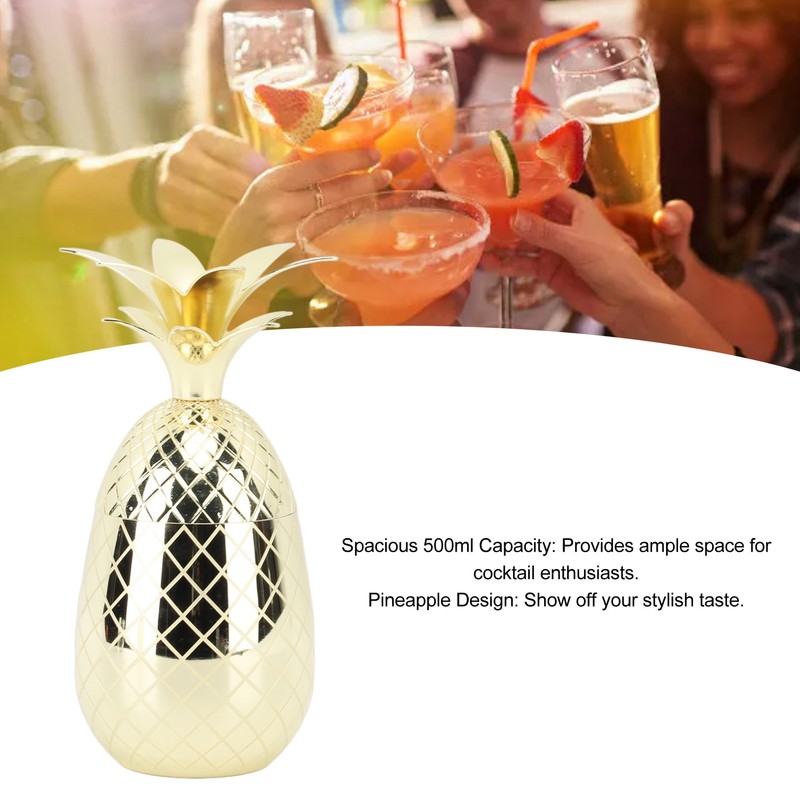 Pineapple Cup with Lid 500ml Stainless Steel Drinking Glasses Reusable
