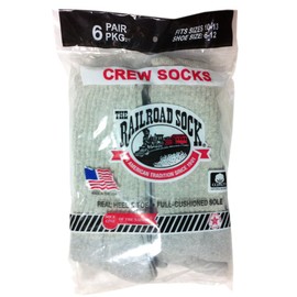 RAILROAD SOCK Crew Socks, Set of 6 Pairs (Gray)