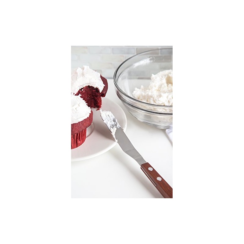 Fox Run Offset Icing Spatula, 4.25-Inch Stainless Steel Blade, Wood