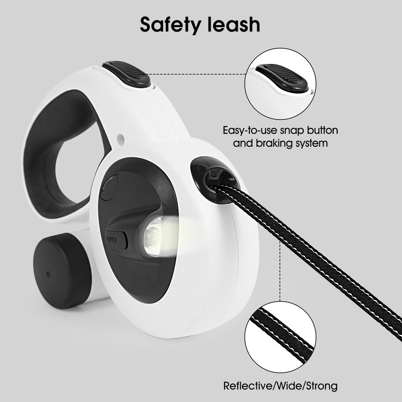 Gauzi 4 in 1 Retractable Dog Leash Long 16.4ft Leashes