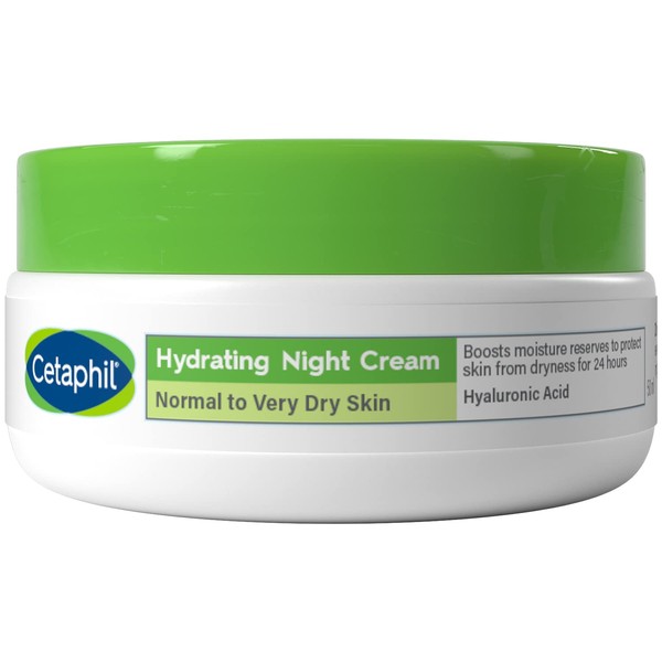 Cetaphil Hyaluronic Acid Night Cream, 50ml, Moisturiser For Sensitive Skin, Hydrates Overnight, Non-Greasy