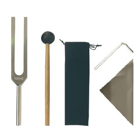 528 Hz Tuning Fork with Percussion Hammer Mallet, Black Storage Bag, Ergonomic for Sound Healing and Meditation