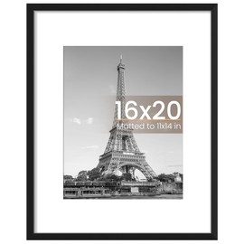 upsimples 16x20 Picture Frame, Display Pictures 11x14 with Mat or 16x20 Without Mat, Wall Hanging Poster Frame, Black, 1 Pack