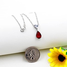 Uloveido Silver Color Blue Pear-Shaped CZ Crystal Teardrop Necklace Infinity Wedding Bridal Bridesmaid Jewelry for Girls (Y1149-Red)