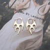 Cybche Punk Flame Hoop Huggie Earrings Gold Fire Flame Drop