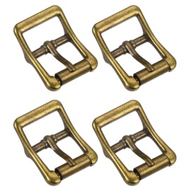 sourcing map Metal Roller Buckle, 4Pcs 7/8 Inch Single Prong Belt Buckle Square Center Bar Buckles for Leather Craft Accessories, Brass