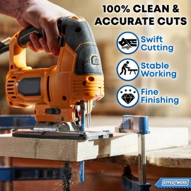 EffektWerk 10-Piece Jigsaw Blade Set, Heavy-Duty Carbide Jigsaw Blades w/Storage Case, Assorted T-Shank Saw Blades (T119BO w/ 8 TPI, T119B & T111C w/ 12 TPI) for Efficient Wood Cutting