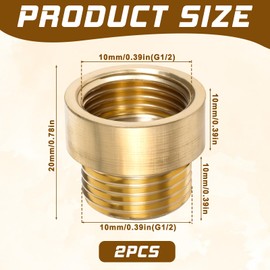 2 Pack Shower Head Extension Arm - G1/2 Male to Female Pipe Fitting Adapters, 20mm Length Pipe Fitting Shower Head Extender