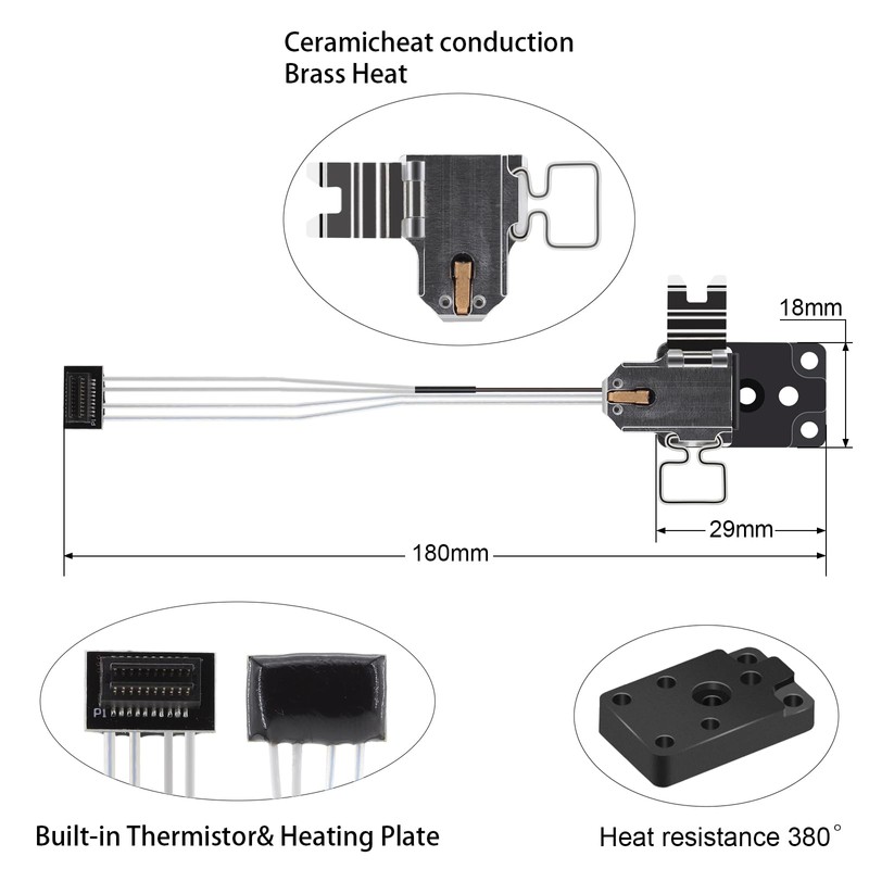 A1 Hotend Heating Assembly Kit Compatible for Bambu Lab A1/A1