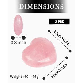 AORHOFJ 2pcs Rose Quartz Crystal Stone Healing Crystal Pink Beloved Crystal Stone Natural Reiki Gemstone Relieve Anxiety