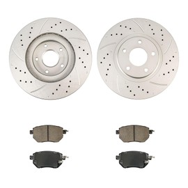 KAX Front Brake Kit, Drilled and Slotted Brake Rotors, Ceramic Brake Pads | Fits Nissan Murano 2009-2011, INFINITI FX35 2003-2005, Nissan Altima 2005, INFINITI FX45 2003-2005