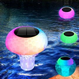 RLRTWIN Solar Floating Pool Lights RGB Color Changing, IP68 Waterproof Float or Hang Swimming Pool Lights for Garden, Party (Solar Pool Chlorine Floater Light)