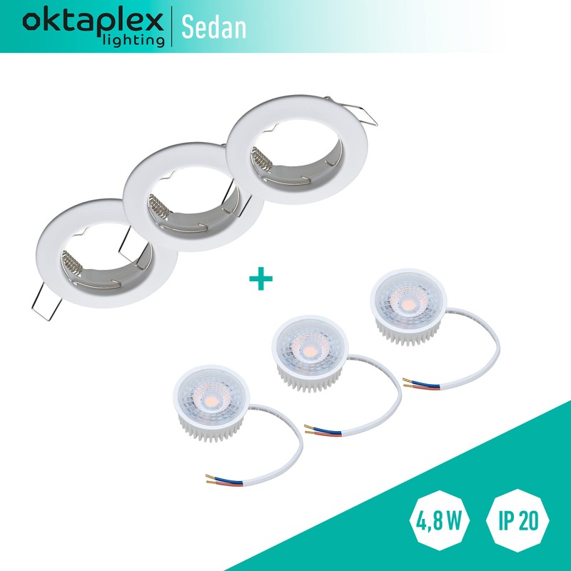 Oktaplex lighting Set of 3 Ceiling Spotlights - Continuously Dimmable