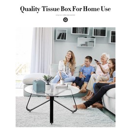 Tissue Box Cover, Jeethemy Square PU Leather Tissue Box Holder, Modern Tissue Case Facial Paper Organizer Dispenser，5X5X5'',Double Blue