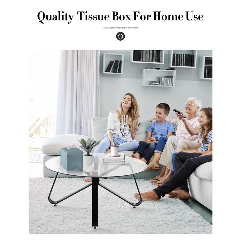 Tissue Box Cover, Jeethemy Square PU Leather Tissue Box Holder,