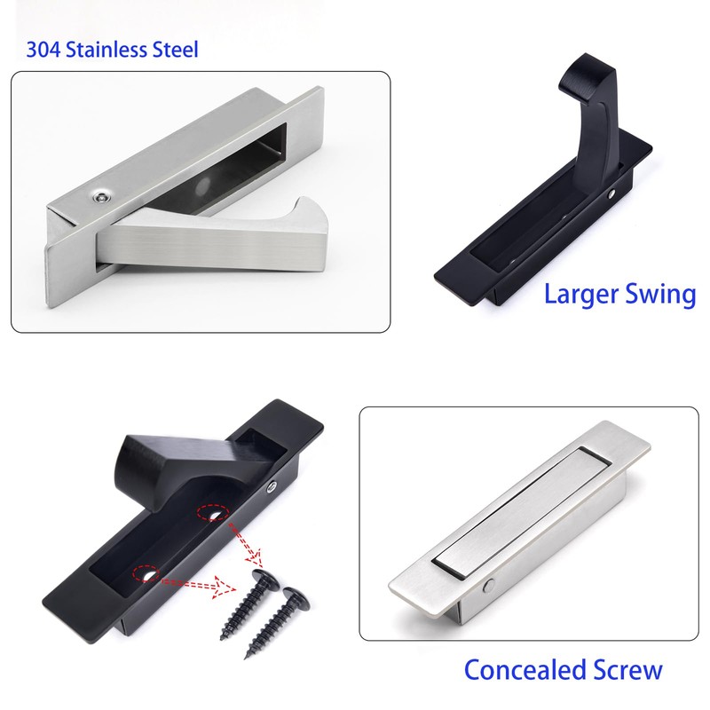 Dontay Sliding Pocket Door Handles, 304 Stainless Steel Non Locking