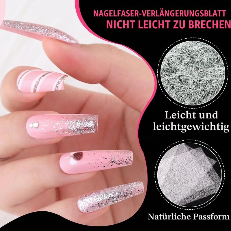 60pcs Silk Fiberglass Nail Extensions Silk Fiberglass Gel Set Nail