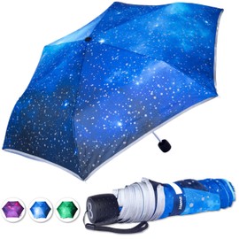 BERGIST® Children's Reflective Umbrella, Ultra-Light, Children's School Bag Umbrella, with Safety Reflectors, for Girls and Boys, Galaxy Model, blue