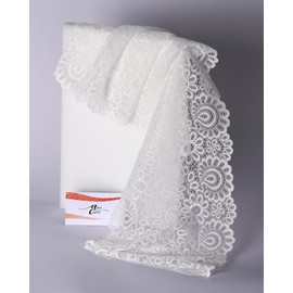 8 Inches by 5 Yards Stretch Sewing Lace Trim Fabric Elastic Ribbon Continuous Roll by Alice Crafts | Off-White