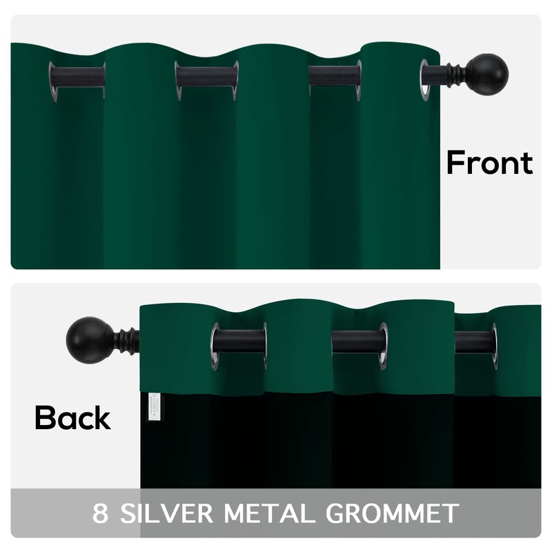 Yakamok 100% Blackout Curtains for Bedroom 84 Inch Length, Emerald