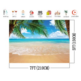 AIIKES 11-063 Summer Tropical Beach Background Sea Island Trees Photography Background for Picture Blue Sea Sky Sunshine Baby Birthday Party Decorations Photo Studio Prop 11-063