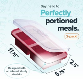 Souper Cubes 2 Cup Silicone Freezer Molds with Lids – Soup Cubes for Freezing Lasagna, Leftovers, Soups, Sauces, Casseroles, Meal Prep Meals and More – Cranberry 2-Pack