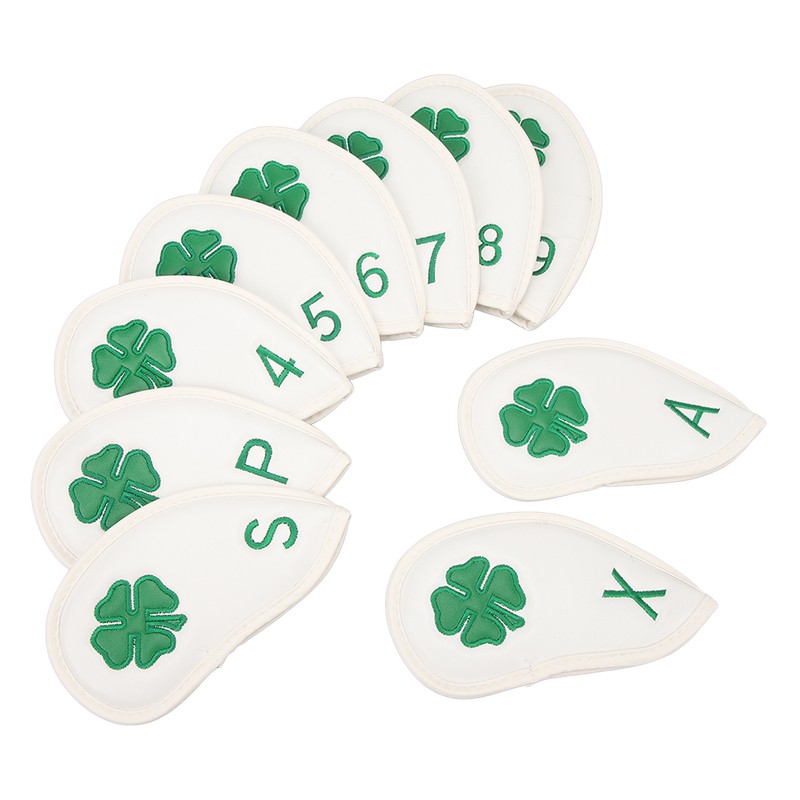 10 PCS Golf Club Head Covers Four Leaf Clover Pattern