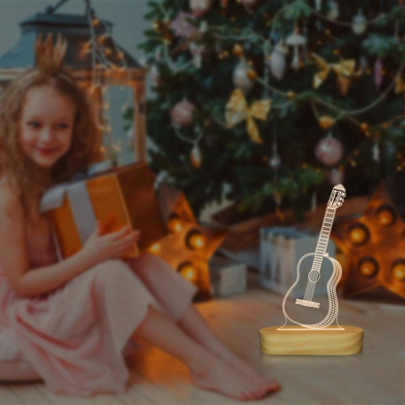 Guitar 3D Illusion Optical Night Light LED Bedside Table Lamp
