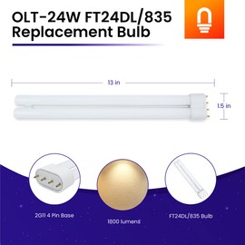 lumenivo FT24DL/835 Replacement Bulb for OLT-24W 24 watt T5 Fluorescent Light Bulb - 2G11 4 Pin Base - 3500K Standard White - Overall Length 13.1 Inches - 1 Pack