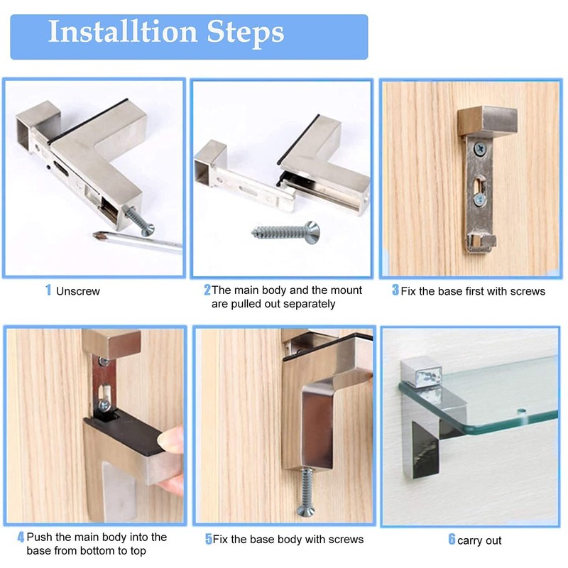 Litensh Pack of 4 Adjustable Shelf Brackets, Shelf Brackets, Bathroom