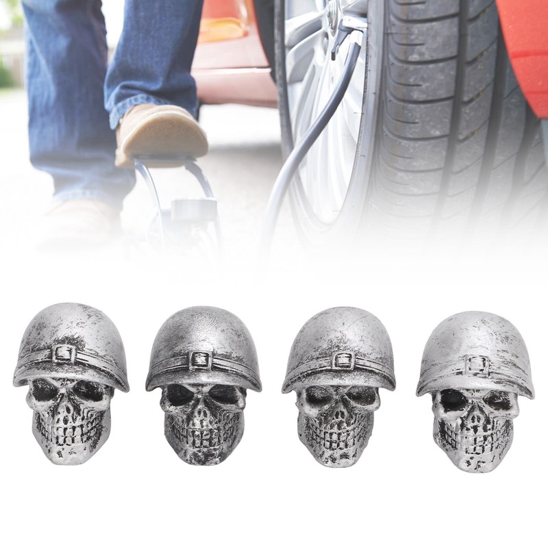 4PCS Tire Valve Caps Skull Style Anti Oxidization Universal for