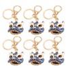 6pcs Lion Dance Keychains Cute Funny Exquisite Metal Rhinestone Chinese