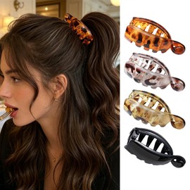 Banana Hair Clips 4Pcs Leopard Print Design Hair Claw Clips Acrylic Small Ponytails Banana Clips Cute Animal Patterns Designs No Slip Strong Hold Hair Accessories for Women Daily Hair Decoration