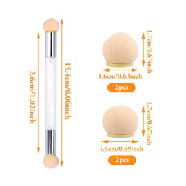 HXMJIED Ombre Nail Brush, Sponge Nail Brush, Nail Art Brushes with 4 Pcs Replacement Head, Double Head Sponge Nail Design Accessories, for Ombre Effect, DIY Nail Art Tool and Gradient Nail Design