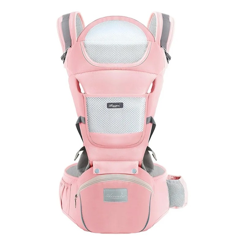 Cangurera Portabebé Raganet Mochila Multifuncional Con Asiento Bebé Color Rosa