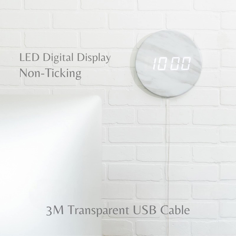 Leafre Minimalist LED Digital Wall Clock – USB Powered |
