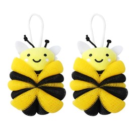 Ximimark 2 pcs Bee Loofah Sponge Cartoon Bee Bath Sponge Shower Sponge Balls Shower Washing Exfoliating