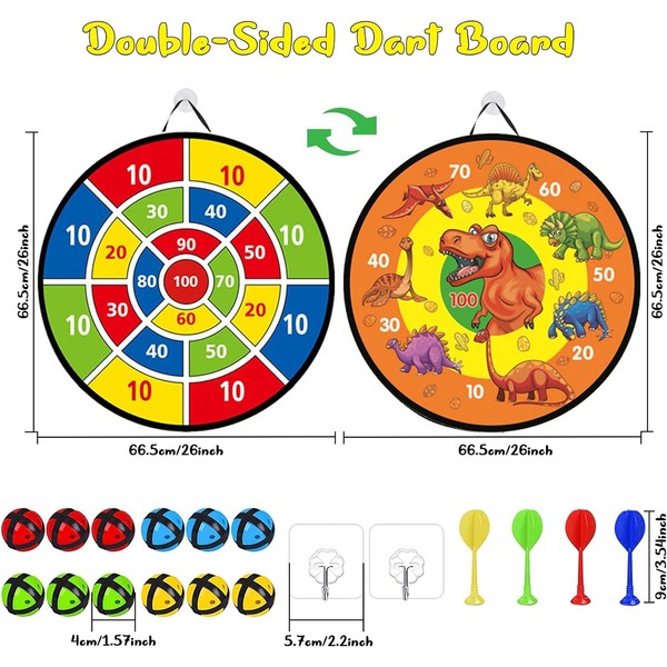 Dartboard for Children - 26 Inches, Montessori Toy Dinosaur Theme