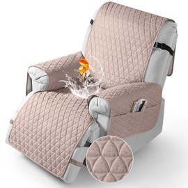 TAOCOCO 100% Waterproof Recliner Cover - Recliner Cover with Non-Slip Granule, Recliner Chair Covers with Elastic Band, Recliner Chair Covers for Reclining Chair(Peach, Oversized-30'')